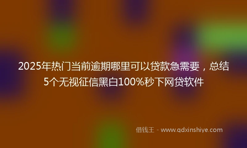 2025年热门当前逾期哪里可以贷款急需要，总结5个无视征信黑白100%秒下网贷软件