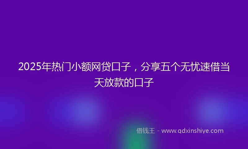 2025年热门小额网贷口子，分享五个无忧速借当天放款的口子