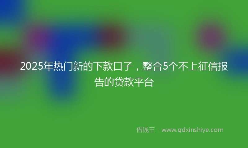 2025年热门新的下款口子，整合5个不上征信报告的贷款平台