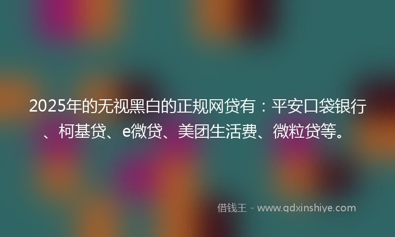 2025年的无视黑白的正规网贷有：平安口袋银行、柯基贷、e微贷、美团生活费、微粒贷等。