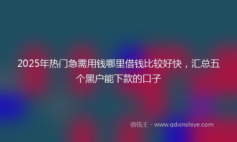 2025年热门急需用钱哪里借钱比较好快，汇总五个黑户能下款的口子