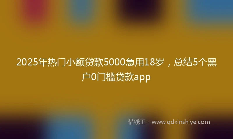 2025年热门小额贷款5000急用18岁，总结5个黑户0门槛贷款app