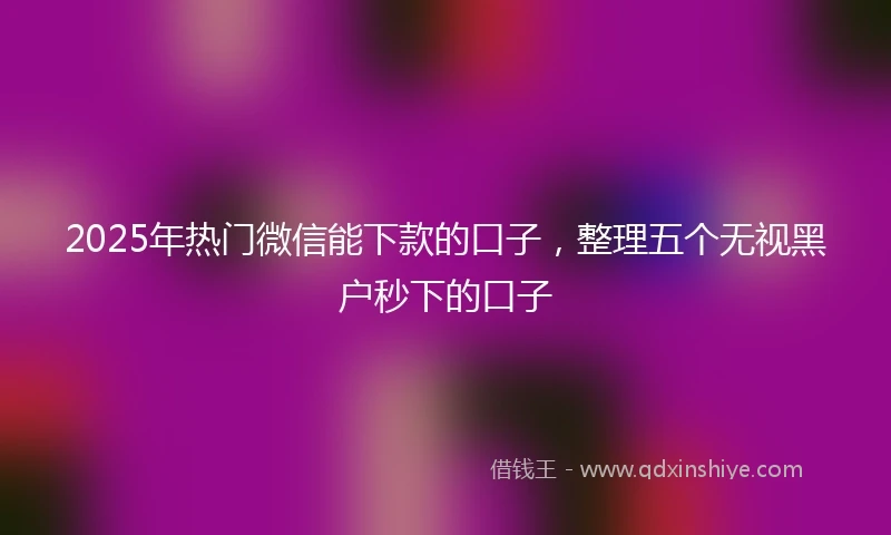 2025年热门微信能下款的口子，整理五个无视黑户秒下的口子