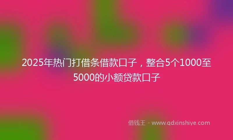2025年热门打借条借款口子，整合5个1000至5000的小额贷款口子