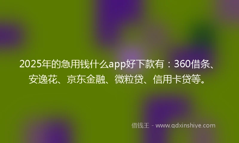 2025年的急用钱什么app好下款有：360借条、安逸花、京东金融、微粒贷、信用卡贷等。