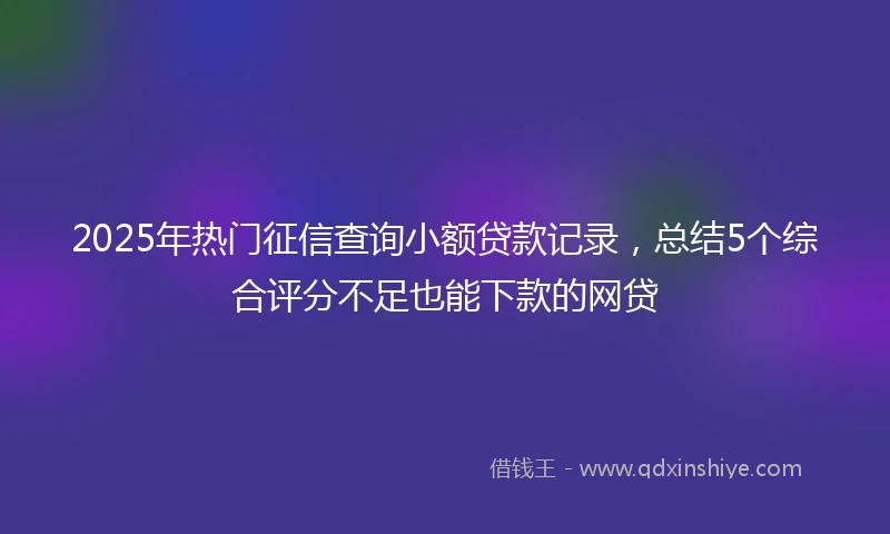 2025年热门征信查询小额贷款记录，总结5个综合评分不足也能下款的网贷