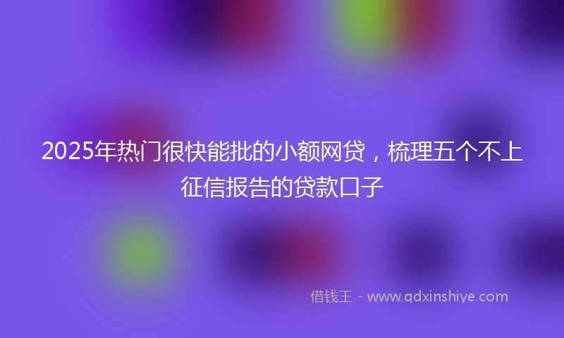 2025年热门很快能批的小额网贷，梳理五个不上征信报告的贷款口子