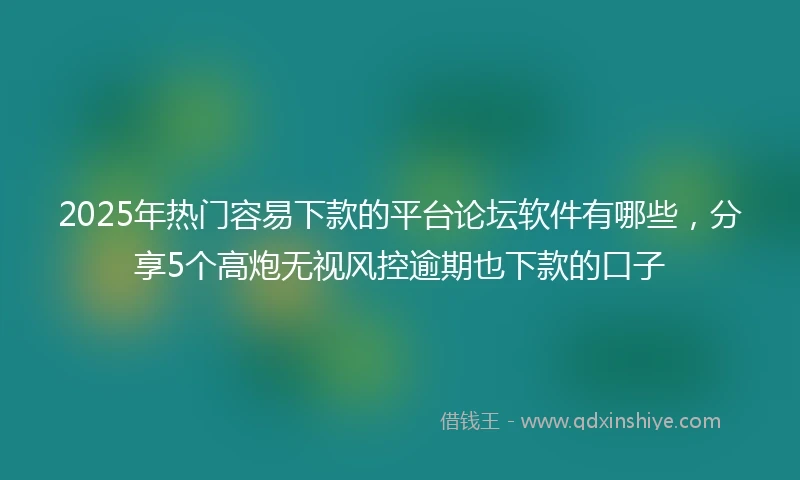 2025年热门容易下款的平台论坛软件有哪些，分享5个高炮无视风控逾期也下款的口子