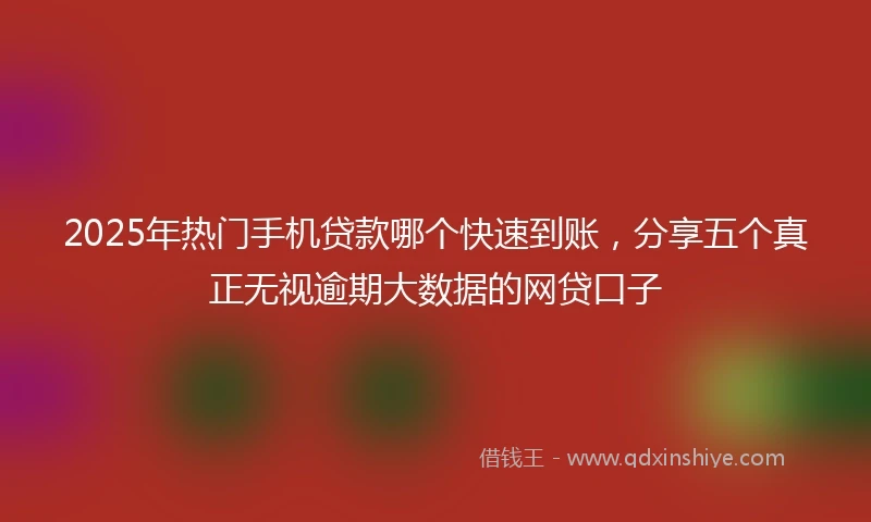 2025年热门手机贷款哪个快速到账，分享五个真正无视逾期大数据的网贷口子