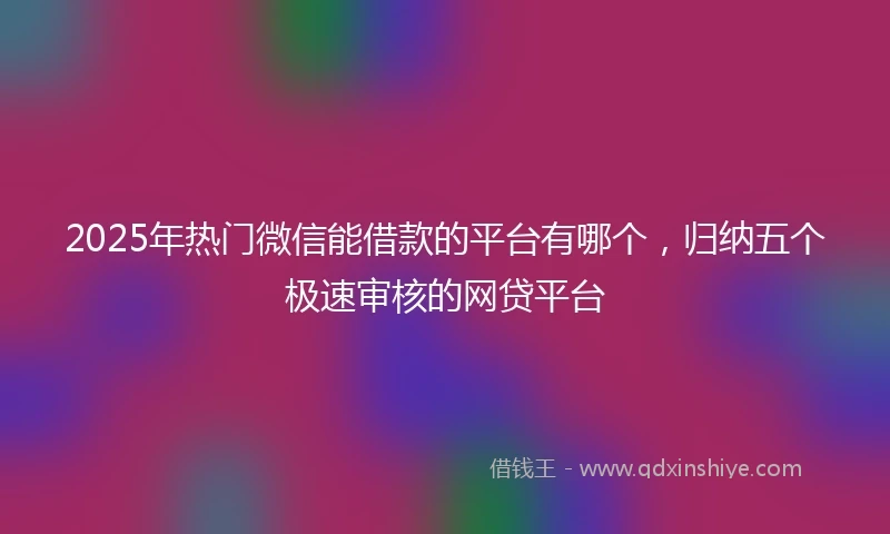 2025年热门微信能借款的平台有哪个，归纳五个极速审核的网贷平台