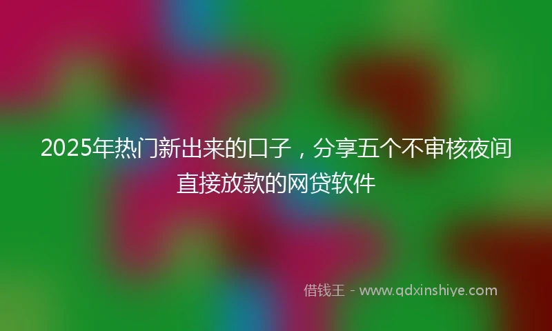 2025年热门新出来的口子，分享五个不审核夜间直接放款的网贷软件