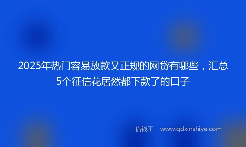 2025年热门容易放款又正规的网贷有哪些，汇总5个征信花居然都下款了的口子