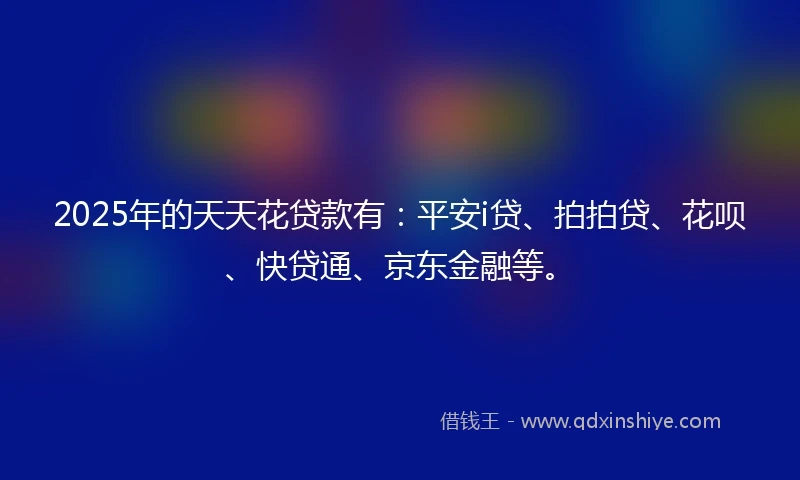 2025年的天天花贷款有：平安i贷、拍拍贷、花呗、快贷通、京东金融等。