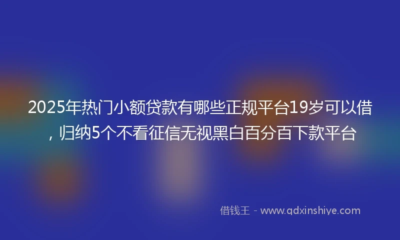 2025年热门小额贷款有哪些正规平台19岁可以借，归纳5个不看征信无视黑白百分百下款平台