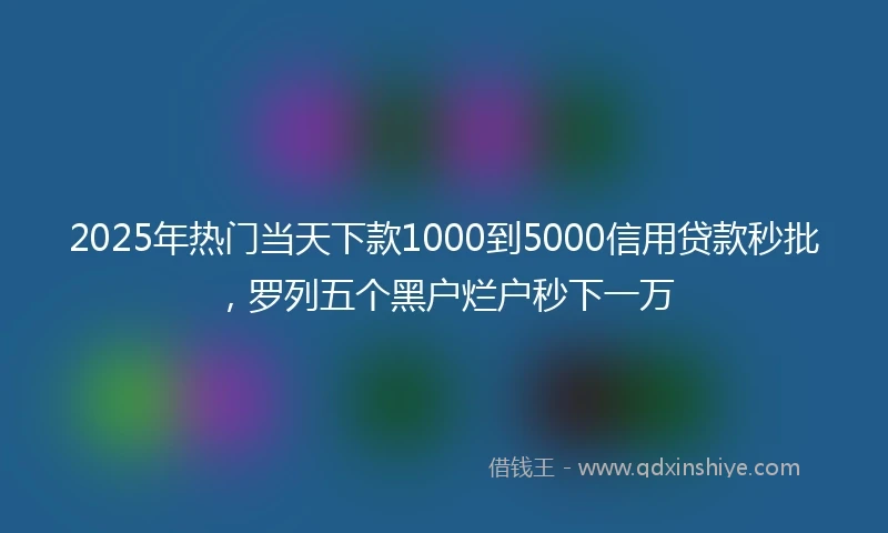 2025年热门当天下款1000到5000信用贷款秒批，罗列五个黑户烂户秒下一万
