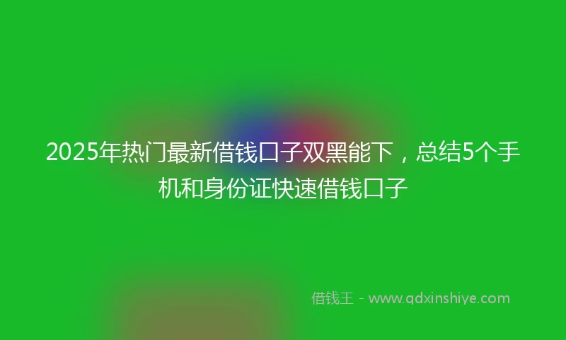 2025年热门最新借钱口子双黑能下，总结5个手机和身份证快速借钱口子