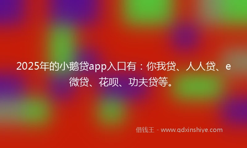 2025年的小鹅贷app入口有：你我贷、人人贷、e微贷、花呗、功夫贷等。