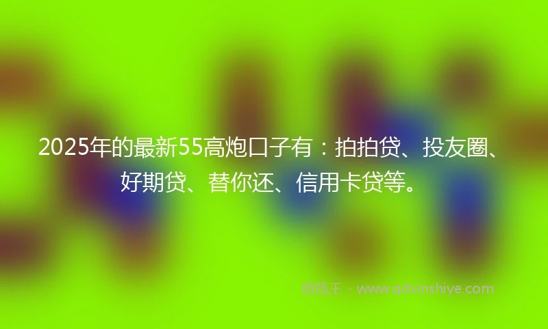 2025年的最新55高炮口子有：拍拍贷、投友圈、好期贷、替你还、信用卡贷等。