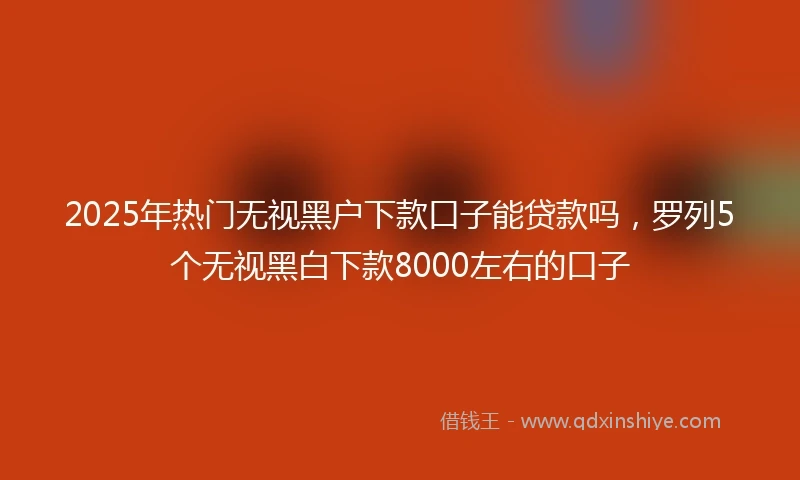 2025年热门无视黑户下款口子能贷款吗，罗列5个无视黑白下款8000左右的口子