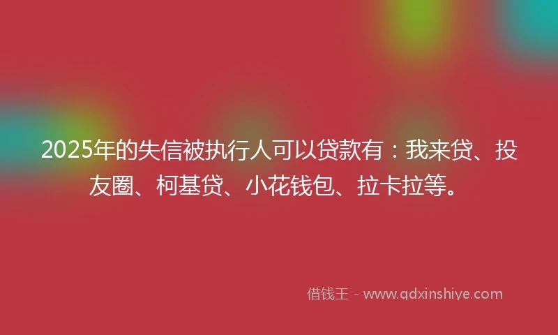 2025年的失信被执行人可以贷款有：我来贷、投友圈、柯基贷、小花钱包、拉卡拉等。