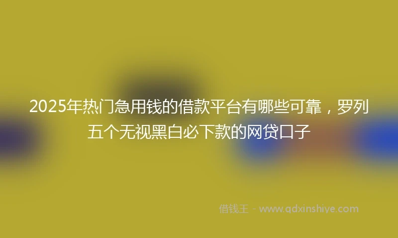 2025年热门急用钱的借款平台有哪些可靠，罗列五个无视黑白必下款的网贷口子