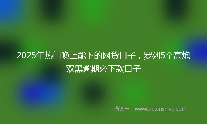 2025年热门晚上能下的网贷口子，罗列5个高炮双黑逾期必下款口子