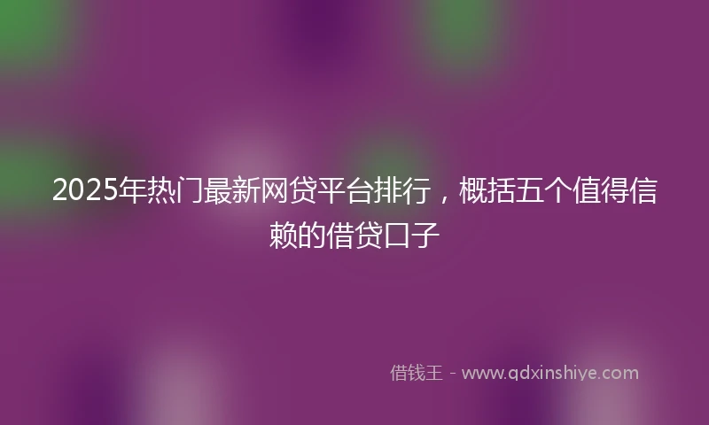 2025年热门最新网贷平台排行，概括五个值得信赖的借贷口子