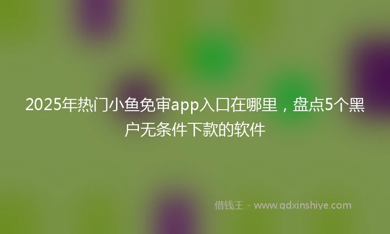 2025年热门小鱼免审app入口在哪里，盘点5个黑户无条件下款的软件
