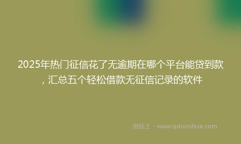 2025年热门征信花了无逾期在哪个平台能贷到款，汇总五个轻松借款无征信记录的软件