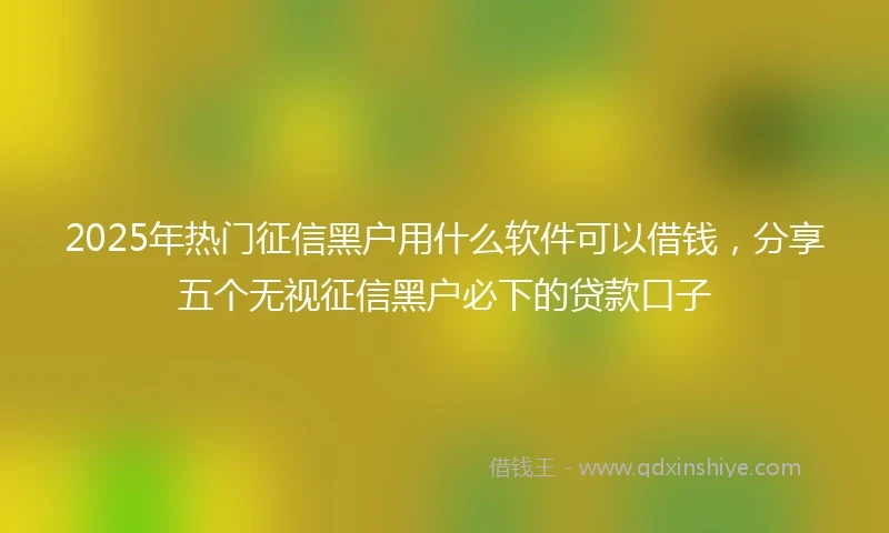 2025年热门征信黑户用什么软件可以借钱，分享五个无视征信黑户必下的贷款口子