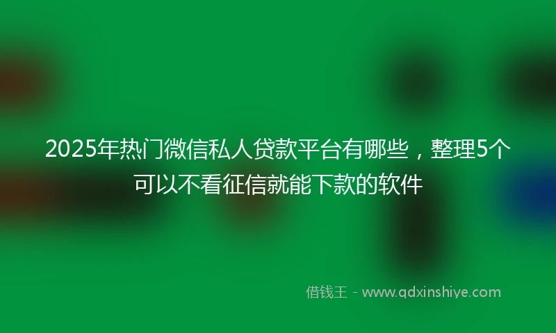 2025年热门微信私人贷款平台有哪些,整理5个可以不看征信就能下款的软件