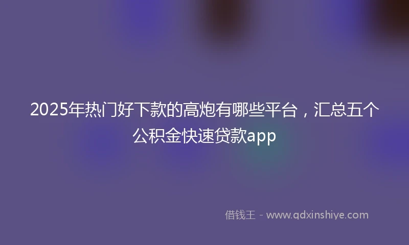 2025年热门好下款的高炮有哪些平台，汇总五个公积金快速贷款app
