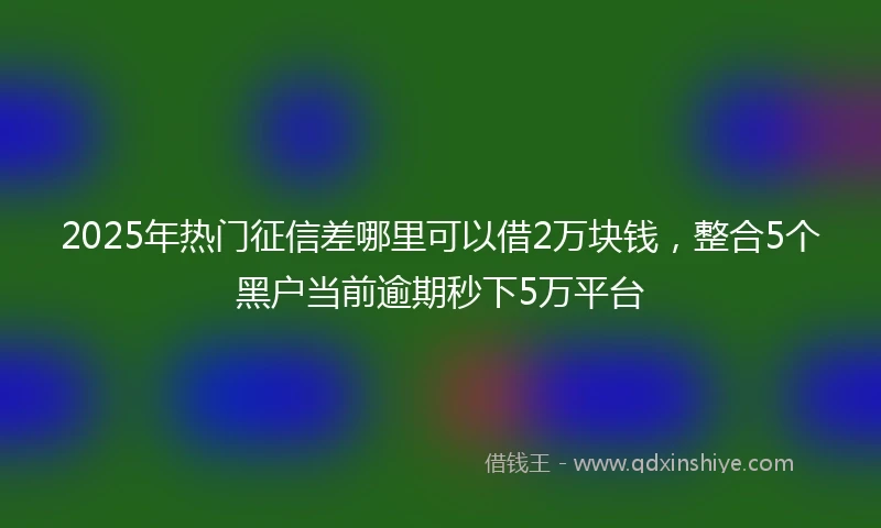 2025年热门征信差哪里可以借2万块钱，整合5个黑户当前逾期秒下5万平台