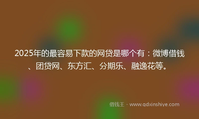 2025年的最容易下款的网贷是哪个有：微博借钱、团贷网、东方汇、分期乐、融逸花等。