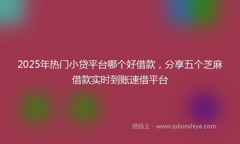 2025年热门小贷平台哪个好借款，分享五个芝麻借款实时到账速借平台