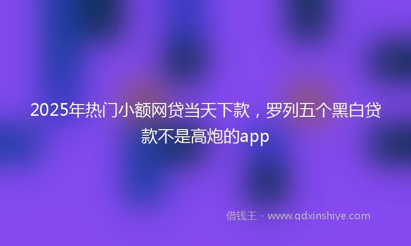 2025年热门小额网贷当天下款，罗列五个黑白贷款不是高炮的app