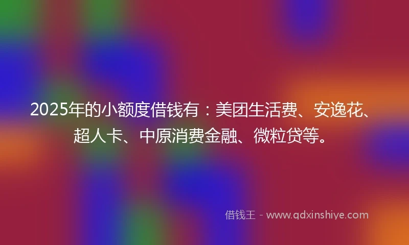 2025年的小额度借钱有：美团生活费、安逸花、超人卡、中原消费金融、微粒贷等。