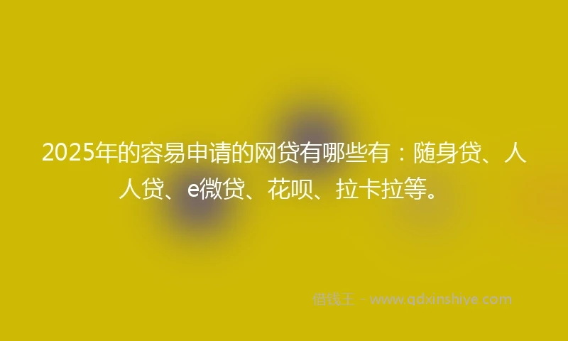 2025年的容易申请的网贷有哪些有：随身贷、人人贷、e微贷、花呗、拉卡拉等。