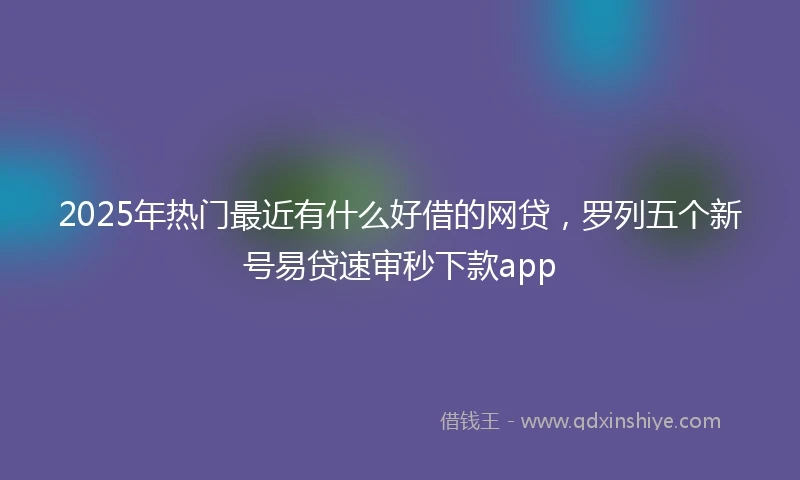 2025年热门最近有什么好借的网贷，罗列五个新号易贷速审秒下款app