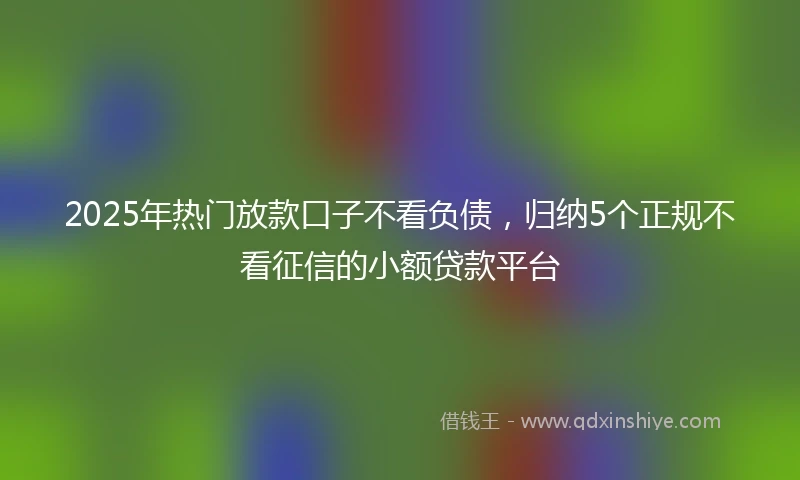 2025年热门放款口子不看负债，归纳5个正规不看征信的小额贷款平台