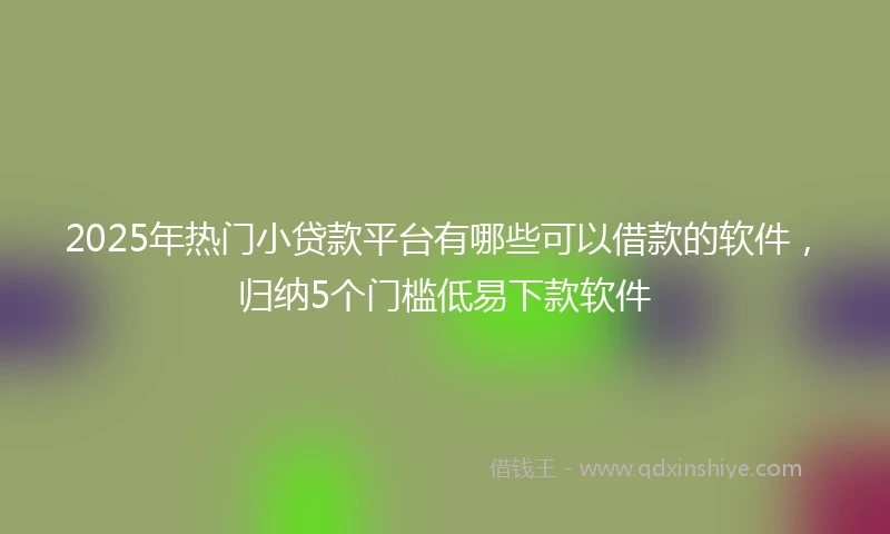 2025年热门小贷款平台有哪些可以借款的软件，归纳5个门槛低易下款软件