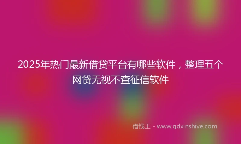 2025年热门最新借贷平台有哪些软件，整理五个网贷无视不查征信软件