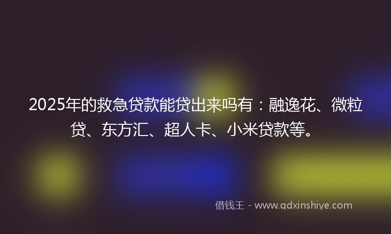 2025年的救急贷款能贷出来吗有：融逸花、微粒贷、东方汇、超人卡、小米贷款等。