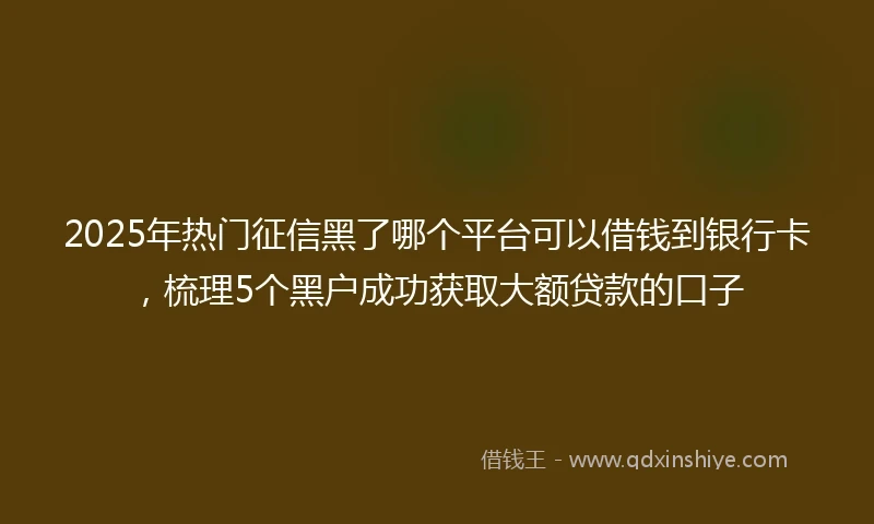 2025年热门征信黑了哪个平台可以借钱到银行卡，梳理5个黑户成功获取大额贷款的口子
