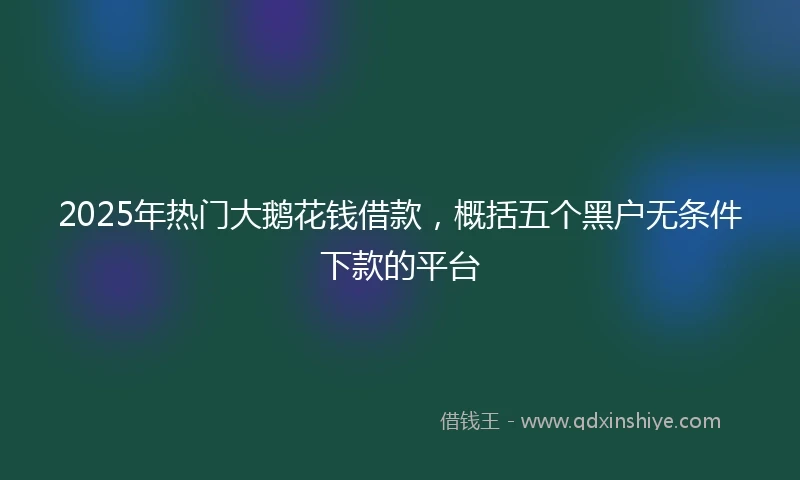 2025年热门大鹅花钱借款，概括五个黑户无条件下款的平台