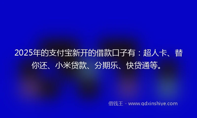 2025年的支付宝新开的借款口子有：超人卡、替你还、小米贷款、分期乐、快贷通等。
