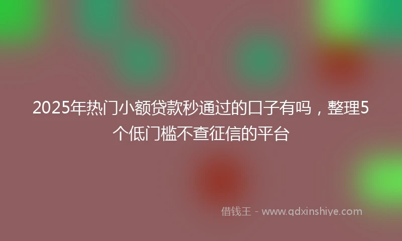 2025年热门小额贷款秒通过的口子有吗，整理5个低门槛不查征信的平台
