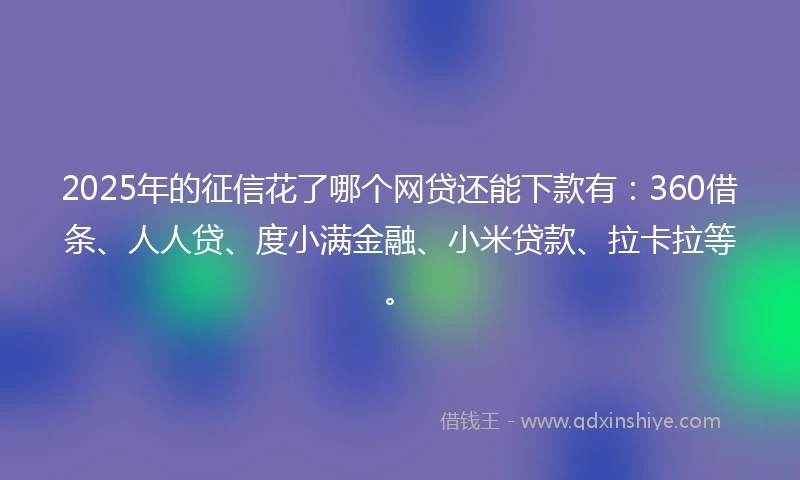 2025年的征信花了哪个网贷还能下款有：360借条、人人贷、度小满金融、小米贷款、拉卡拉等。