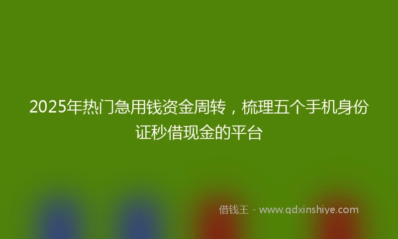 2025年热门急用钱资金周转，梳理五个手机身份证秒借现金的平台