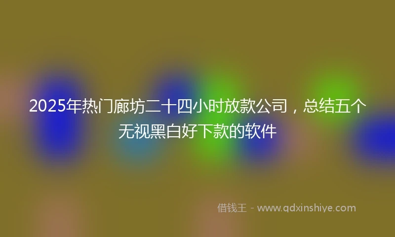 2025年热门廊坊二十四小时放款公司，总结五个无视黑白好下款的软件